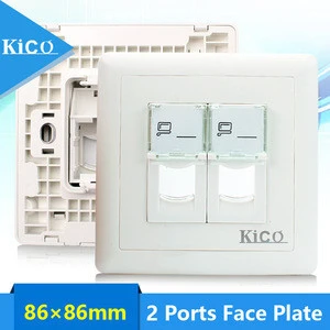 Kico 2 Port Type 86 Network Faceplate Wall Charger Outlet Power Supply Socket Keystone Jack Plate Panel RJ45 RJ11 Manufacturer