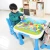 Import Kids cartoon study table and chair plastic furniture children writing table set from China