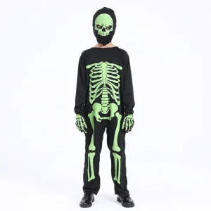 Kids Scary Skeleton Zombie Glow In The Dark Cosplay Jumpsuit Halloween Theme Party Dance Costumes