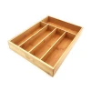 Kitchen wood bamboo adjustable drawer divider utensil organizer cutlery storage tray
