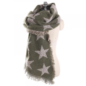 Knitted Long Scarf Lady Winter Soft Shawls Wraps with Stars Design