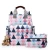Import korean printing mummy nappy baby stroller diaper bag mom backpack set with laptop compartment from China