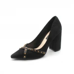 Korean style thick-heeled high-heeled shoes women 2021 spring style pointed rivet high-heeled pumps womens black dress shoes