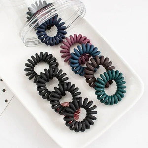 Korean telephone candy color hair ring Frosted color TPU plastic hair coils for lady and girls