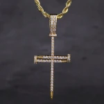 KRKC&CO 14K Gold Ice Out Mens Nail Cross Pendant Hip Hop Jewelry for amazon/ebay/wish online store for Wholesale Agent in Stock