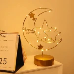 L Ramadan Iron Moon Star Lamp Crescent Moon Decor Led Light Enchanted Lunar Lamp Hanging Magic LED Night Light