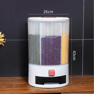 Large Capacity 10KG Rice Dispenser Household Insect Moisture Proof Sealed Cereal Container Rotating Gridded Rice Bucket