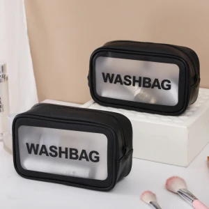 Large Capacity Clear Waterproof T PU Cosmetic Storage Bag Ladies Toiletry BagTransparent Travel Bag Washbag