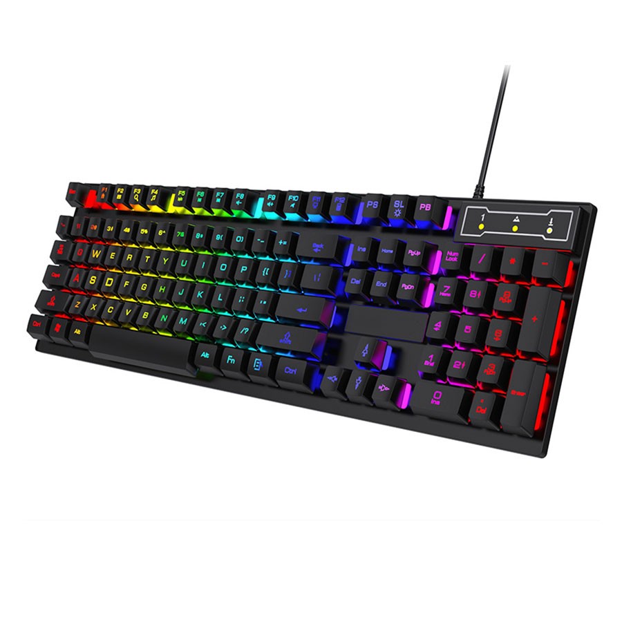 Latest Rainbow RGB Gaming Keyboard 104 Keys USB Wired Multifunction Computer PC Mechanical Feeling Game Keyboard