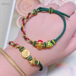 Lerca Customized Merry Christmas Gift 24k Gold Pure Gold Santa Claus Charm Bracelet AU999 Hand-woven Rope Bracelet for Kids