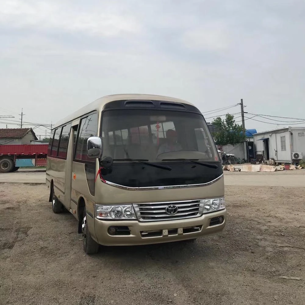 LHD 2016 Cheap Japan Used Good Condition Toyotai Coaster Bus With Diesel Engine 28 seats Golden For Seal