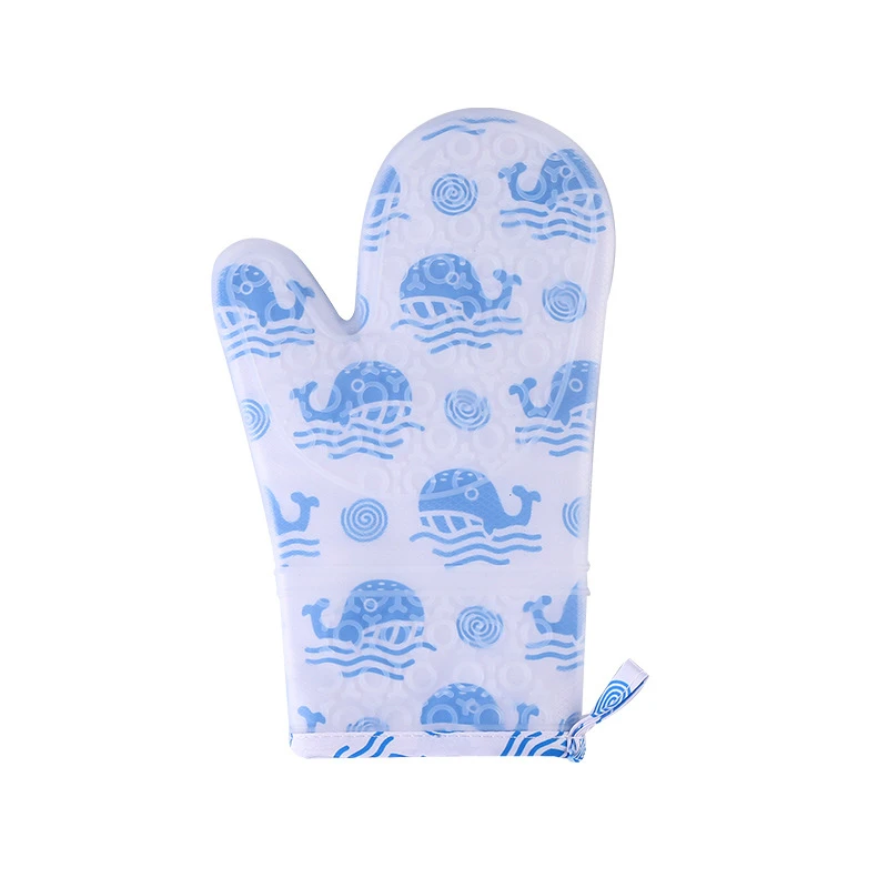 Long Silicone And Cotton Gloves New Cartoon Pattern Creative Baking Insulation Oven Thickened Gloves