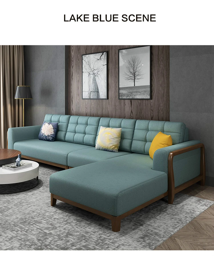 Luxurious and exquisite living room sofa wood fabric sofa