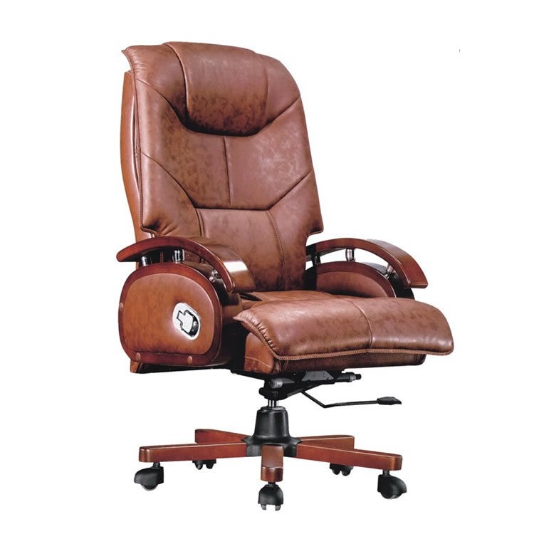 Luxury High Back PU Boss Big and Tall Executive Vintage Over Sized Brown Office Faux Desk Wooden Office Swivel Reclining Genuine Leather Recliner Chairs