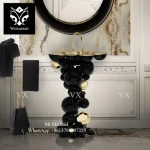Luxury modern wash hand basins villa bathroom furniture dark bathroom sink newton wash basin freestanding washbasin