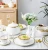 Import Luxury porcelain  wedding gold rimmed line  77 Pcs plated dinner  sets  white ceramic plate and bowl  dinnerware from China