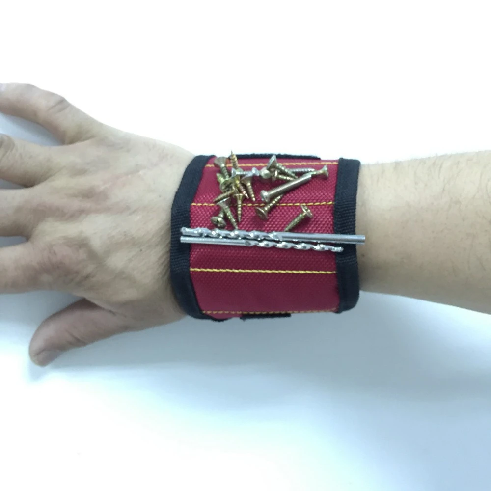 Magnetic Wristband Embedded with super strong magnets for holding screws, nails, scissors, small tools, and other DIY projects