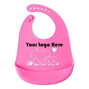 Manufacturer BPA Free Customized Logo Waterproof Easily  Clean Soft Toddler Feeding Silicone Baby Bibs
