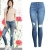 Import MCCKLE Womens High Waisted Holes Denim Jeans Ripped Knees Torn Hem Stretch Skinny Slim Pencil Pants Trousers Jeans Plus Size from China