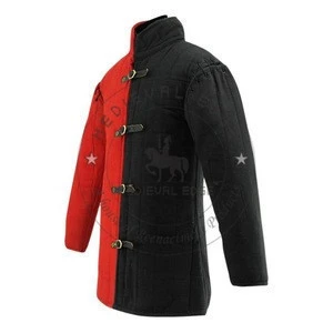 Medieval Gambeson Jacket Armor Costume Black &amp; Red