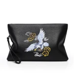 Mens Leather Bag Large Capacity Zippered Envelope Casual Handbag Bag