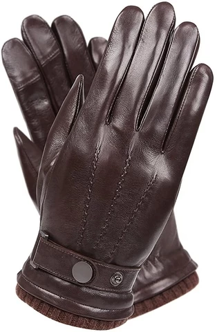 Mens Luxury Winter Cold Weather Warm Genuine Leather dressing Driving Gloves for Men women Wool/Cashmere Blend Cuff