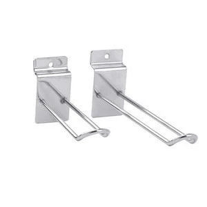 Metal chrome slatwall hook/ price tag double wire display hooks