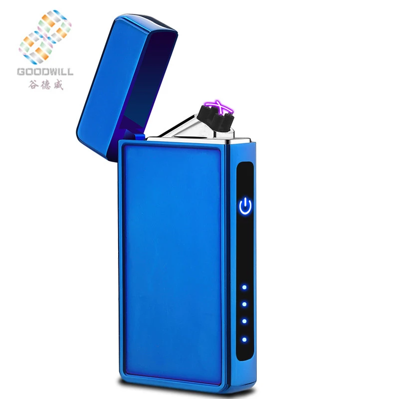 Metal electronic  double dual arc Usb Rechargeable Cigarette Lighter Windproof With Fingerprint