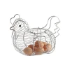 Metal Wire Mesh Chicken Shape Storage Collecting Egg Basket With Handle For Kitchen Counter Organizer