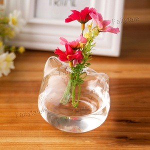Mini Clear Cat Kitty Flower Vase Shapes Modern Handmade Vase