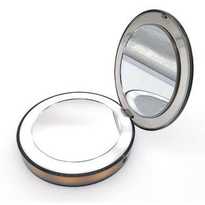 Mini LED Travel Vanity Makeup Mirror, 1x / 3x Magnification Compact Portable Folding makeup Mirror, Pocket Mirror
