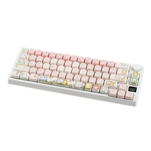 MK67 Pro Pink Mechanical Keyboard 65% Layout RGB Backlight Bluetooth Three-mode Hot-swappable with Knob LED Screen Keyboard