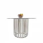 Modern Cheap Dining Room Kitchen Furniture Tempered Glass Top Chrome Metal Base Round 4 Seaters Dining Table And Chairs Sets