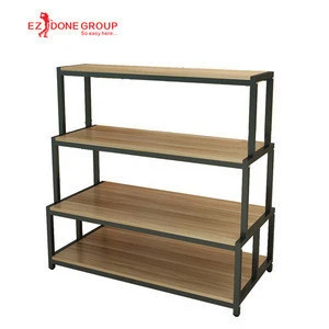 Modern design durable retail shelf equipment metal and wood supermarket shelves