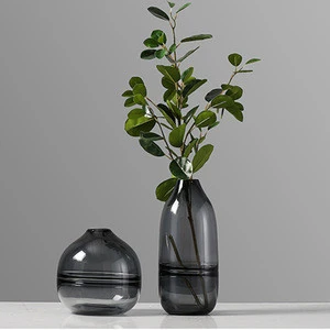 Modern fashion luxury crystal light black glass vase for flower arrangement