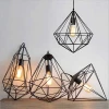 Modern Industrial Led Pendant Lamp , Outdoor Geometric Metal Cage Chandelier