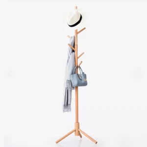 modern natural solid bamboo hook rack display hall tree for clothes hats and bags coat rack wardrobe
