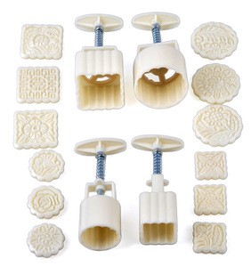 Moon Cake Moulds Hand Pressure Round &amp; Square DIY Biscuits Molds Cookie Cutters Set Cake Tools