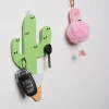 Movable wooden cactus shape for home decoration with car key hooks