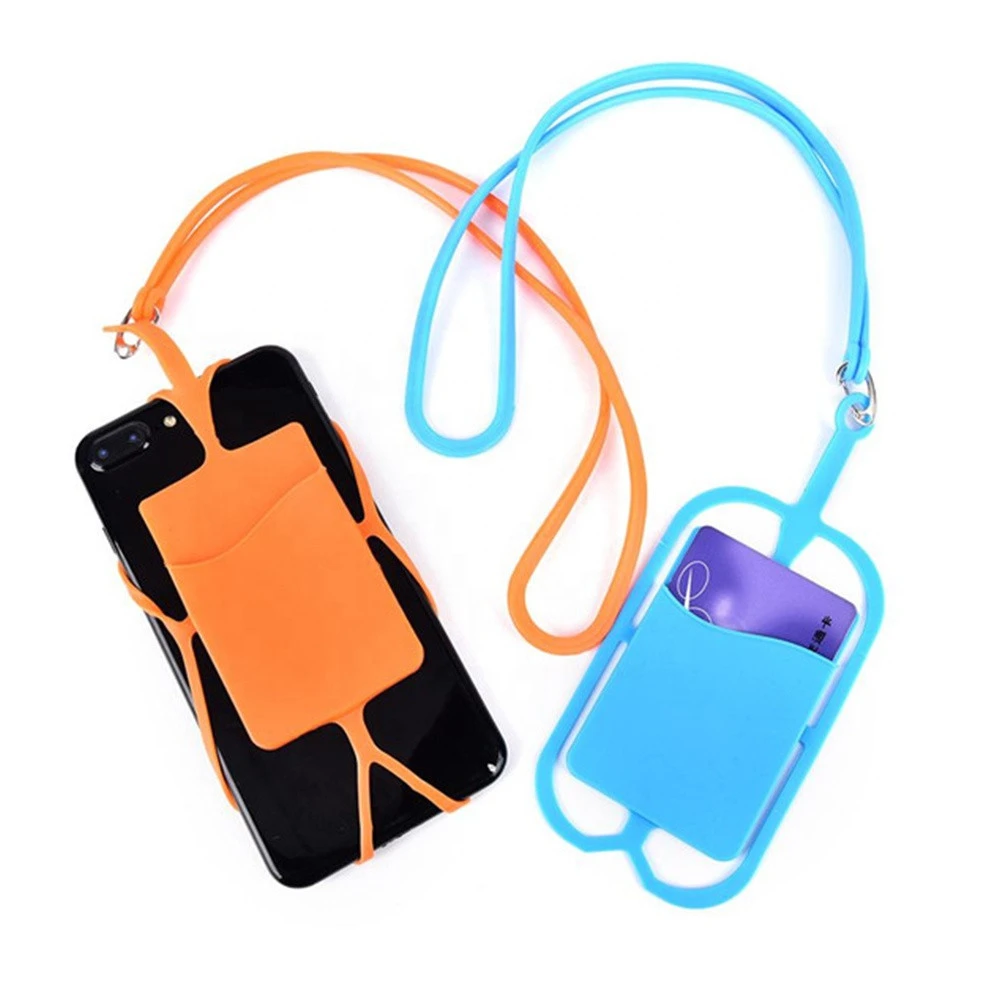 Multifunctional Unique Silicone Mobile Phone Case Wallet Smart Phone Business Credit ID Card Holder Card Holder Lanyard