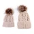 Import MY Miyar Mom And Baby Hat with Pompon Warm Raccoon Fur Bobble Beanie Kids Cotton Knitted Parent-Child Hat Winter Caps from China