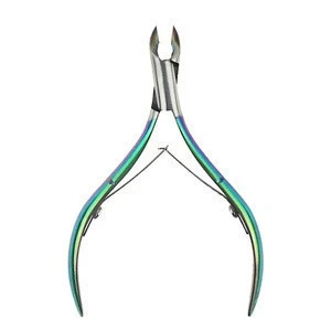 Nail Tools 3pcs Set Of Cuticle Nail Nippers/ Pushers Rainbow Color Stainless Steel Manicure Implements