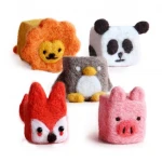 Needle Felting Kit Beginners Wool Felted Craft with Tutorial Cute Animals 5-in-1 Cube Set