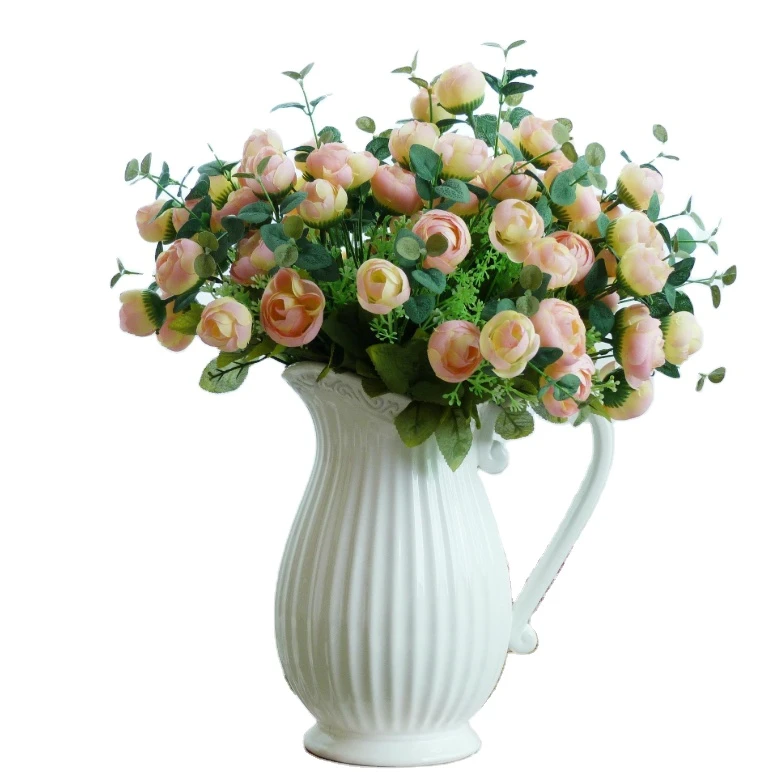 New design home garden decoration flower plant vase colorful ceramic flower pots with handle