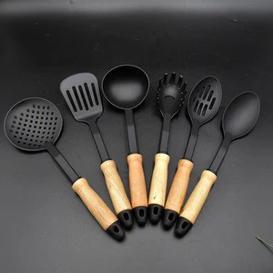 New Design Nylon Kitchen Accessories with Wooden Handle 6 Piece Modern Cooking Tools Household kitchen Utensils Set