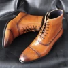 new fashion hot mid height PU black boots men shoes leather