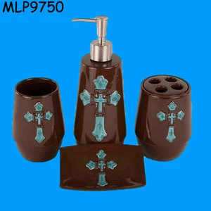 New online Handmade Decorative Cross Ceramic Bathroom Set