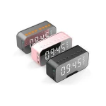 New Smart Wireless Bluetooth Speaker FM Radio Alarm Clock wireless speaker Mirror Adjustment Light Card Speaker Mini Subwoofer