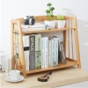 New Style 2 Tier Mobile Bamboo Bookcase Portable Book Shelf