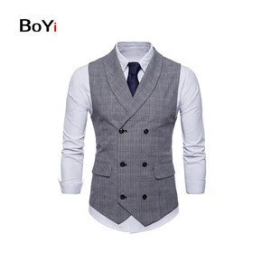 New Style Fashion design woven vests Grid Waistcoat Designs For Men